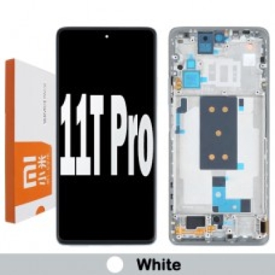 Xiaomi 11T Frontcover + Lcd + Touch Silver / White Original (Service Pack)